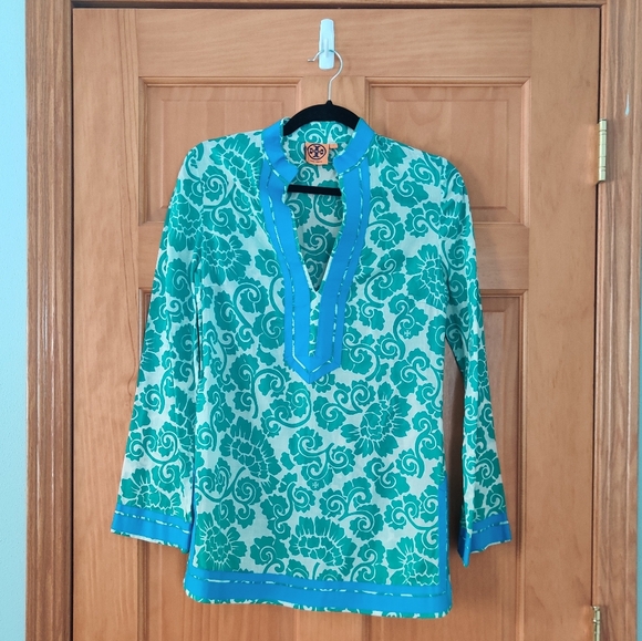 Tory Burch V Neck Pattern Tunic Size 4 - Picture 1 of 6